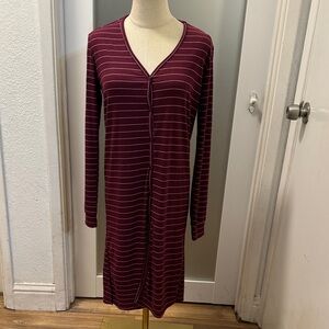Elegant Burgundy Striped Women's lounge wear